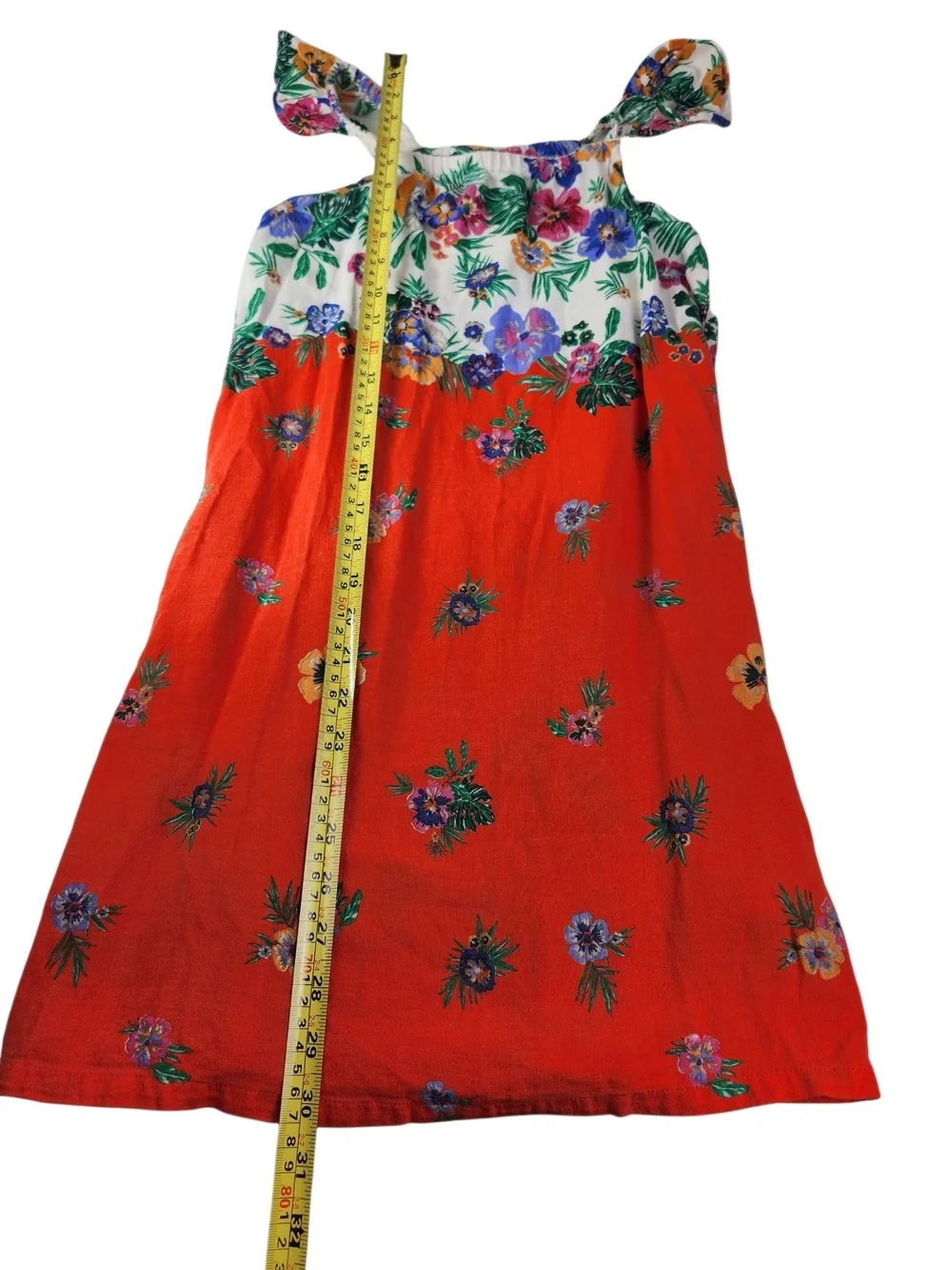 Old Navy Floral Tie Strap Sundress Girls Large 10-12 Boho Tropical Linen Blend